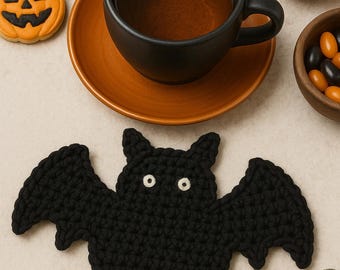 Spooky Bat Coaster Crochet Pattern: Easy Halloween Decor (PDF)