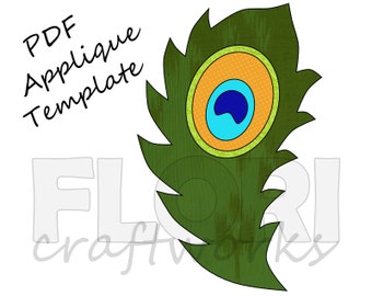 Peacock Feather Applique Template Pattern: PDF Peacock Design