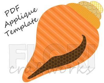 Conch Shell PDF Applique Template Pattern - DIY iron on applique