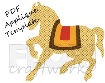 Horse Applique Template: PDF Carousel Horse Design for Iron On Applique - Dressage Horse
