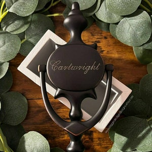 Custom Engraved VENETIAN BRONZE &quot;Roxbury&quot; Style Solid Brass Door Knocker - 7-3/4&quot;