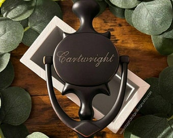 Custom Engraved VENETIAN BRONZE "Roxbury" Style Solid Brass Door Knocker - 7-3/4"