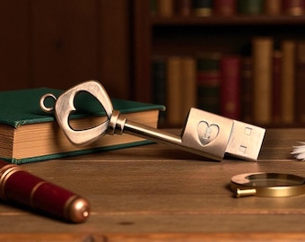 Custom Engraved 64GB Key to My Heart USB 2.0 Flash Drive - Includes Engraving