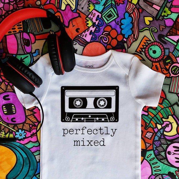 Perfectly Mixed | Cassette Tape | Rocker | Music Lover | 80's | Nostalgic | Short-Sleeve Infant BodySuit