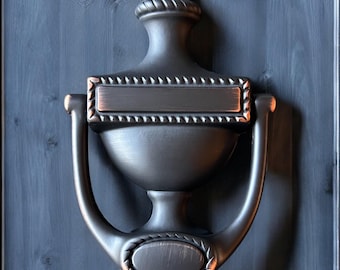 Custom Engraved VENETIAN BRONZE "Winchester II" Style Solid Brass Door Knocker - 7-3/8"