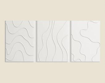 Minimalist Line Art Set of 3 | Neutral Abstract Wall Art Prints | Modern Triptych or Individual Panels | Digital Download