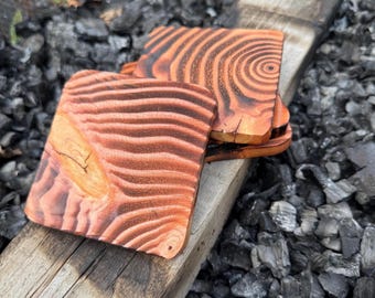 Burnt Wood Coasters (Set of 4) | Handmade Wooden Drink Coasters | Rustic Housewarming Gift