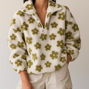 Pull En Polaire Pour Femme Avec Col Montant, Demi-Fermeture