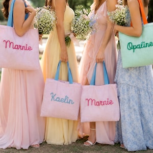 Teacher Tote Bag Personalized Name, Custom Embroidered Striped Tote, Teacher Appreciation Gift, Back to School Tote Gift image 15