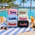 Personalized Travel Makeup Bag, Monogram Toiletry Organizer, Chenille Name Cosmetic Pouch, Vacation Gift product logo