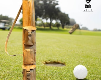 Vintage Leather Pencil Golf Bag: 36-inch Antique Style