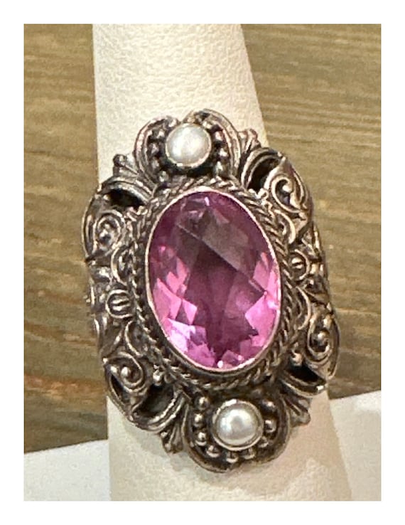 Sarda  Bali pink quartz Ring size 6.75 - image 1