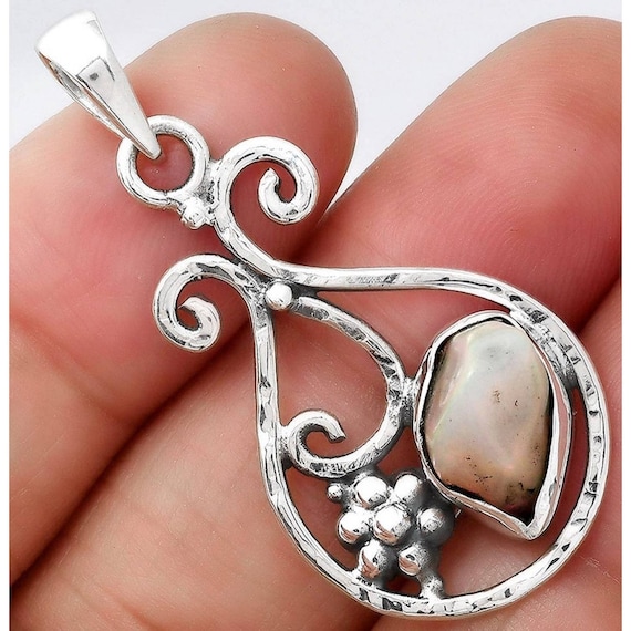 Ethiopian Opal Rough Pendant Solid Silver - image 1