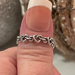 Heart knots oxidized band ring solid 825 sterling silver ring