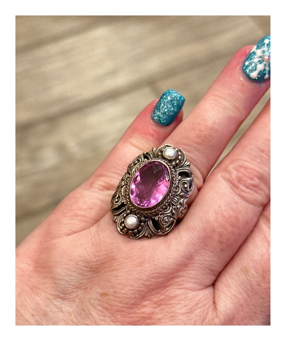 Sarda  Bali pink quartz Ring size 6.75 - image 3
