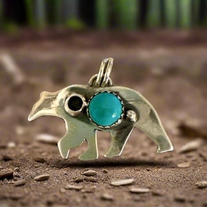 Turquoise Southwestern Bear Pendant