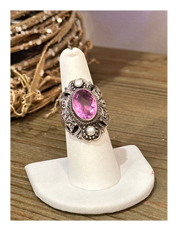 Sarda  Bali pink quartz Ring size 6.75 - image 2