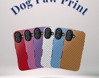 Dog Paw Print Polka DotTough Phone Case for iPhone, Samsung Galaxy, Google Pixel