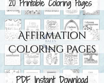Positive Affirmation Journal Coloring Pages, PDF with 20 Printable Pages