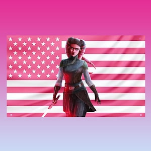 Devon Izara Pink US Flag | Shadow Lord Star Wars Wall Tapestry | Dorm Room Decor | Star Wars Fan Gift