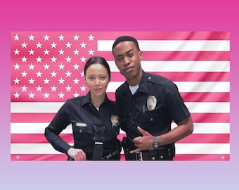 The Rookie Flag Lucy Chen Jackson West USA Flag Police TV Show Aesthetic Frat Dorm Room Decor Wall Tapestry