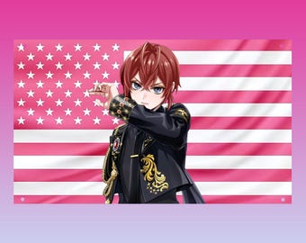 Twisted Wonderland Riddle Flag Tapestry Pink | Riddle Rosehearts Wall Decor | Housewarden Aesthetic Anime Frat Room Flag
