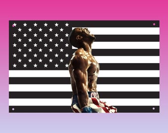 Hot MBJ Flag | Michael B Jordan Flag | Hot Boxing Motivation Tapestry | MBJ Aesthetic Wall Art | Black & White USA Fighter | Celebrity Flag