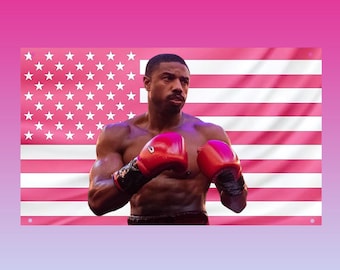 Michael B Jordan Flag Tapestry Pink | Hot Actor Wall Decor | Aesthetic Frat Room Flag Fan Gift