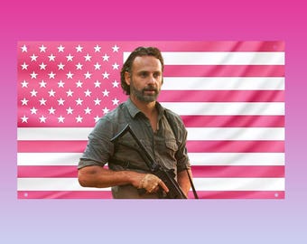 Rick Grimes Flag, The Walking Dead Banner, Zombie Apocalypse Wall Decor, Survival Aesthetic Flag, Frat Room Tapestry