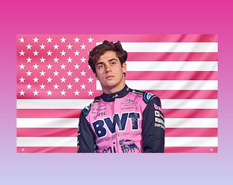 Franco Colapinto Pink USA Flag Tapestry – F1 Driver Aesthetic Wall Flag Formula One Dorm Frat Room Decor - Alpine Formula One Driver