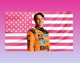 Oscar Piastri Pink US Flag | Formula 1 Hot Driver Wall Tapestry | Dorm Room Decor | Oscar Piastri Fan Gift