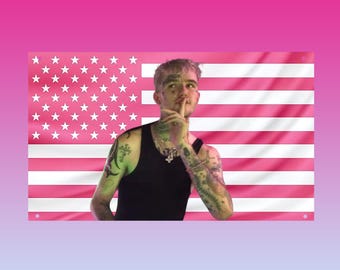 Lil Peep Flag Pink US Flag Aesthetic, Rap Tribute Flag, Goth Rap Decor, Emo Rap Wall Flag, Frat Room Decor