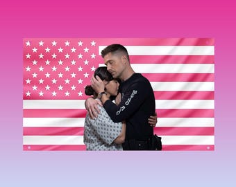 Chenford Flag The Rookie, Lucy Chen Tim Bradford Flag, Pink US Flag Wall Decor, Frat Room Poster, TV Couple Fan Gift