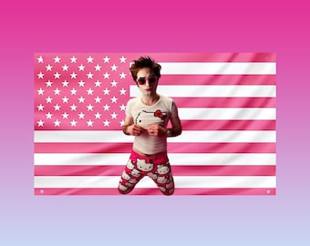 Funny Edward Cullen Twilight Flag | Robert Pattinson Meme Pink US Flag | Twilight Wall Decor