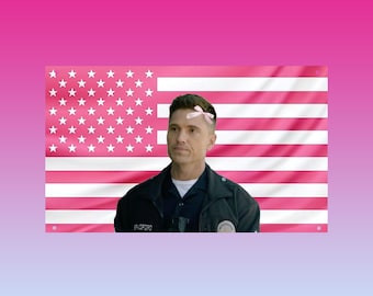 Tim Bradford The Rookie Flag | Eric Winter Pink USA Tapestry | Hot Officer Wall Decor | The Rookie TV Show Aesthetic Flag