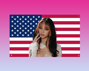 Megan Katseye American Flag Tapestry – K-Pop Idol Wall Art | Katseye Fan Room Decor | Pop Star Bedroom Banner
