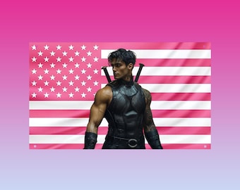 Xaden Riorson Flag | Hot Bookish Pink USA Tapestry | BookTok Love Fantasy Wall Decor | Dark Romance Aesthetic