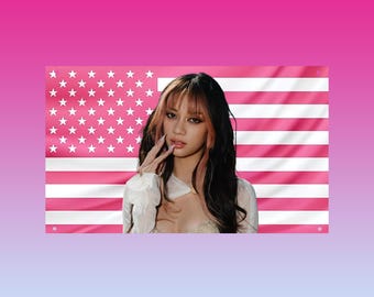 Megan Skiendiel Pink USA Flag | Megan Katseye K-Pop Tapestry | Gift for K-Pop Fans | Aesthetic Idol Wall Decor