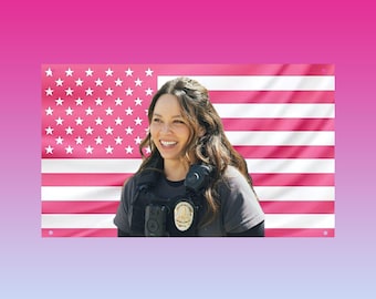 Lucy Chen The Rookie Tapestry | Hot Cop Police Aesthetic Flag | Pink American Flag TV Show Wall Decor