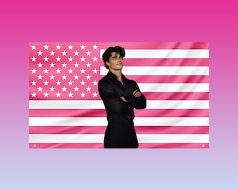 Kai Azer Powerless Flag | Pink USA Tapestry | Romance Book Boyfriend Decor | Hot Aesthetic Wall Banner | Pink Bookish Flag | Fantasy Lover