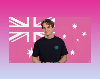 Oscar Piastri Pink Australian Flag, F1 Driver Wall Flag, Cute Formula One Frat Dorm Decor