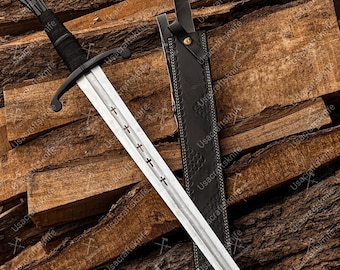 Handgefertigtes Heiliges Schwert der Jeanne d'Arc aus Edelstahl im Mittelalter, mit Lederscheide