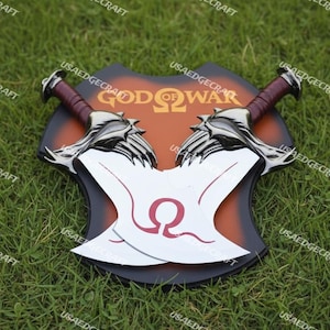 Kratos God of War Blades of Chaos: Metal Replica Twin Blades With Wall Planque PAIR OF BLADES