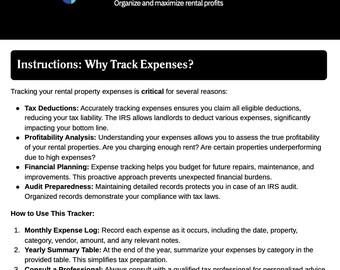 Kostentracker für Haushalte | Logbuch der Renten- und Rentenbewirtschaftung (PDF + Excel/Googel Sheets Begleiter