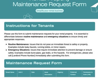 .Mietobjekt-Wartungs-Antragsformular | PDF zum selbst ausdrucken