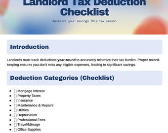Checkliste für den Steuerabzug durch Grundbesitzer | PDF zum Selbstausdrucken