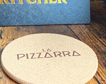 Custom Logo Engraved Natural Cork Coasters, Round Personalized Drink Mat Sets