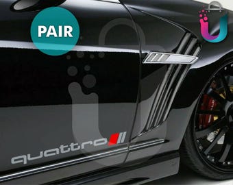 2 calcomanías de vinilo Quattro Stripe de 11″ para faldones, puertas, capó y paneles laterales