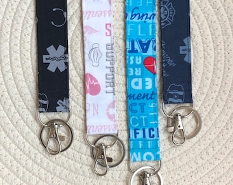 Nurse Paramedic Healthcare Lanyard, Fabric Lanyard, Keychain, ID Badge Holder