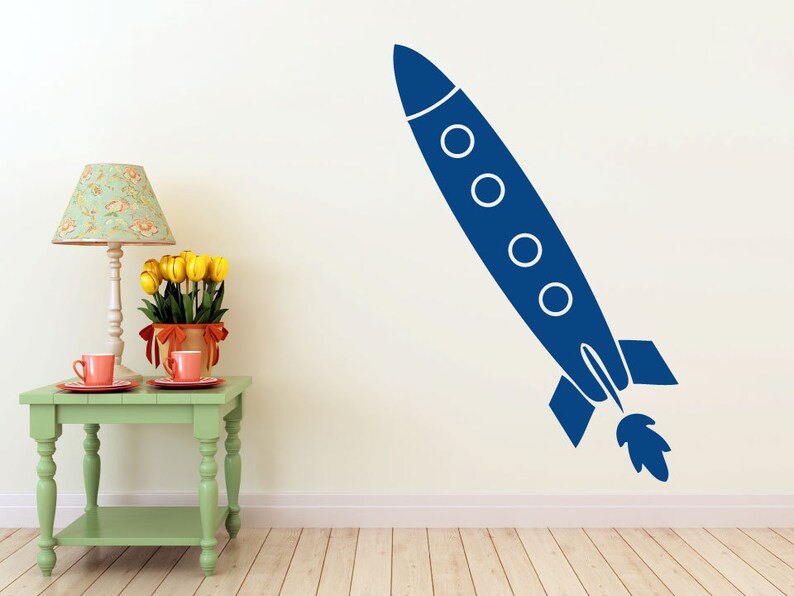 Long Rocket Ship Vinyl Wall Decal Space Interior Design Sticker Art Room Home And Business Decor